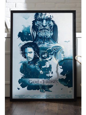 Duvarda Game Of Thrones Siyah Ahşap Çerçeveli Poster, Dekoratif Dizi Duvar Tablosu