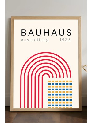Duvarda Bauhaus Doğal Ahşap Çerçeveli Poster, Dekoratif Sanatsal Duvar Tablosu