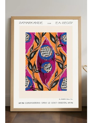 Duvarda Semerkand Doğal Ahşap Çerçeveli Poster, Dekoratif Sanatsal Duvar Tablosu