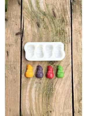 Yağmur Store 3D Kardan Adam Mini Dörtlü Mum Kalıbı (Silikon)