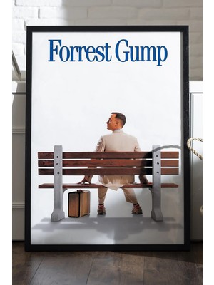 Duvarda Forrest Gump Siyah Ahşap Çerçeveli Poster, Dekoratif Film Duvar Tablosu