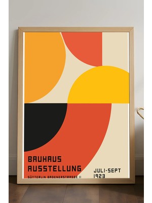 Duvarda Bauhaus Doğal Ahşap Çerçeveli Poster, Dekoratif Sanatsal Duvar Tablosu