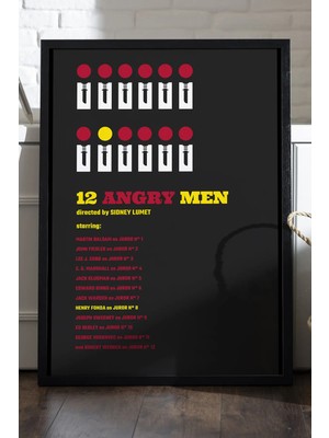 Duvarda 12 Sinirli Adam Siyah Ahşap Çerçeveli Poster, Dekoratif Film Duvar Tablosu