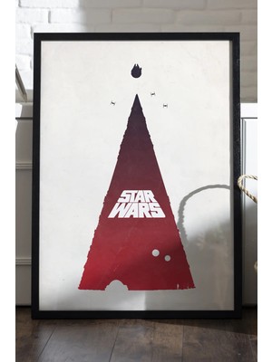 Duvarda Star Wars Siyah Ahşap Çerçeveli Poster, Film Duvar Tablosu