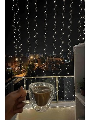 NY Home LED Perde Işık Fişli Özel Günler Baby Shower Kutlama Doğumgünü Dekoratif 12 Saçaklı 216 LED Lambalı 3 * 2 Metre