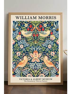 Duvarda William Morris Doğal Ahşap Çerçeveli Poster, Dekoratif Sanatsal Duvar Tablosu