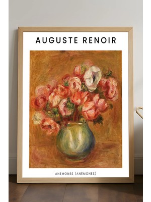 Duvarda Auguste Renoir Doğal Ahşap Çerçeveli Poster, Dekoratif Sanatsal Duvar Tablosu