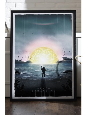 Duvarda Death Stranding Siyah Ahşap Çerçeveli Poster, Dekoratif Oyun Duvar Tablosu