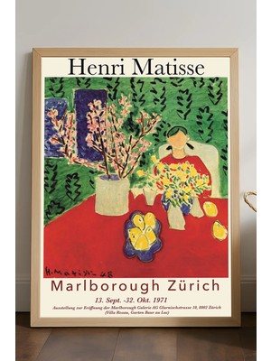 Duvarda Henri Matisse Doğal Ahşap Çerçeveli Poster, Dekoratif Sanatsal Duvar Tablosu