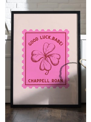 Duvarda Pembe Şans Doğal Ahşap Çerçeveli Poster, Dekoratif Hediyelik Duvar Tablosu