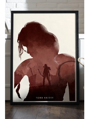 Duvarda Tomb Raider Siyah Ahşap Çerçeveli Poster, Dekoratif Oyun Duvar Tablosu