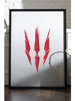 Duvarda The Witcher Siyah Ahşap Çerçeveli Poster, Dekoratif Oyun Duvar Tablosu