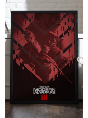 Duvarda Call Of Duty Modern Warfare Siyah Ahşap Çerçeveli Poster, Dekoratif Oyun Duvar Tablosu
