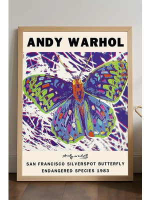 Duvarda Andy Warhol Doğal Ahşap Çerçeveli Poster, Dekoratif Sanatsal Duvar Tablosu