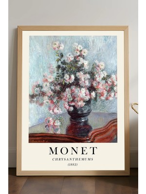 Duvarda Claude Monet Doğal Ahşap Çerçeveli Poster, Dekoratif Sanatsal Duvar Tablosu