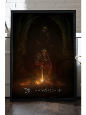 Duvarda The Witcher Siyah Ahşap Çerçeveli Poster, Dizi Duvar Tablosu