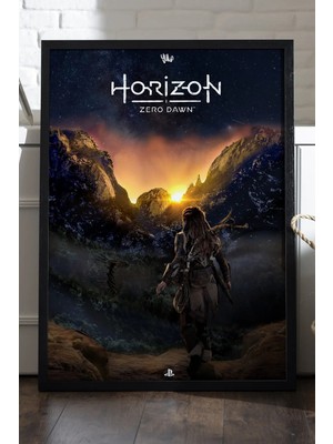 Duvarda Horizon Zero Dawn Siyah Ahşap Çerçeveli Poster, Dekoratif Oyun Duvar Tablosu