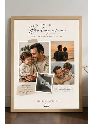 Duvarda Kişiye Özel Babalar Günü Çerçeveli Tablo, Babalar Günü Hediye Poster, Hediyelik