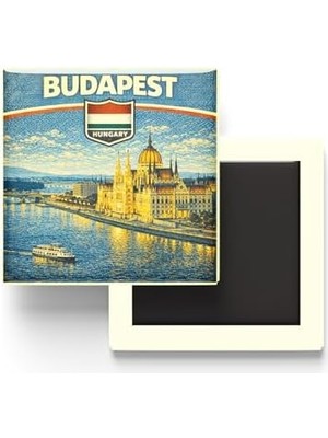 Yağmur Store Macaristan Budapeşte Şehri Temalı Vintage Buzdolap Magneti – 9x9 cm
