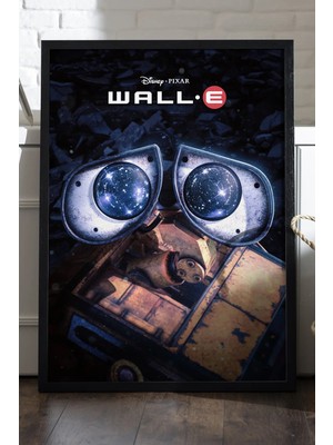Duvarda Wall E Siyah Ahşap Çerçeveli Poster, Dekoratif Film Duvar Tablosu
