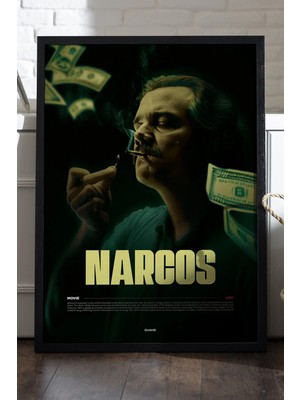 Duvarda Narcos Siyah Ahşap Çerçeveli Poster, Dizi Duvar Tablosu
