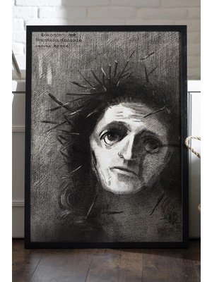 Duvarda Crown Of Pain Siyah Ahşap Çerçeveli Poster, Dekoratif Soyut Monokrom Duvar Tablosu