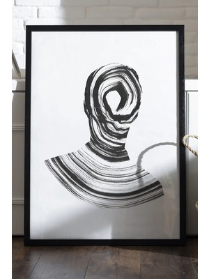 Duvarda Still Procession Siyah Ahşap Çerçeveli Poster, Dekoratif Soyut Monokrom Duvar Tablosu