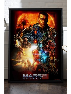 Duvarda Mass Effect Siyah Ahşap Çerçeveli Poster, Dekoratif Oyun Duvar Tablosu