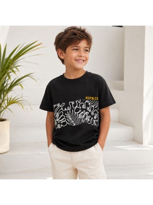 Tace Kids Tace Kıds Kıp&co Erkek Çocuk Siyah Baskılı Kısa Kollu Tişört-7-14 Yaş