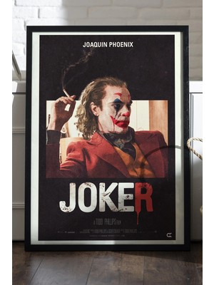 Duvarda Joker Siyah Ahşap Çerçeveli Poster, Film Duvar Tablosu