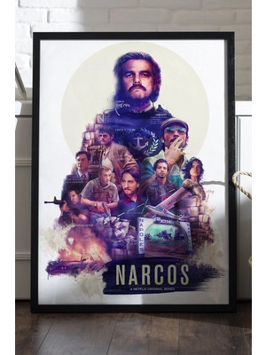 Duvarda Narcos Siyah Ahşap Çerçeveli Poster, Film Duvar Tablosu