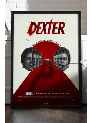 Duvarda Dexter Siyah Ahşap Çerçeveli Poster, Dizi Duvar Tablosu