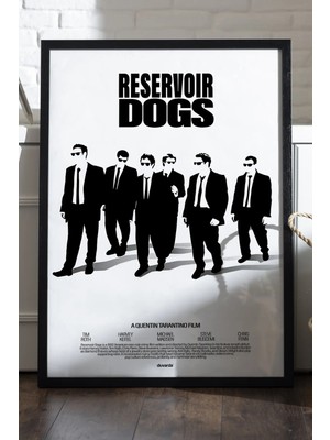 Duvarda Rezervuar Köpekleri Siyah Ahşap Çerçeveli Poster, Film Duvar Tablosu