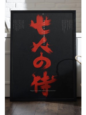 Duvarda Seven Samurai Siyah Ahşap Çerçeveli Poster, Dekoratif Film Duvar Tablosu