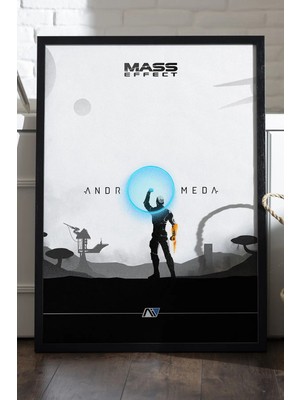 Duvarda Mass Effect Siyah Ahşap Çerçeveli Poster, Dekoratif Oyun Duvar Tablosu