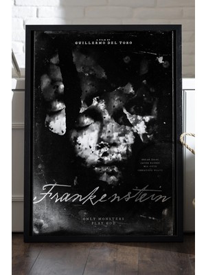 Duvarda Frankenstein Siyah Ahşap Çerçeveli Poster, Film Duvar Tablosu