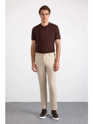 Süvari Bej Slim Düz Jogger Pantolon