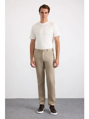 Süvari Bej Regular Düz Normal Bel Jogger Pantolon