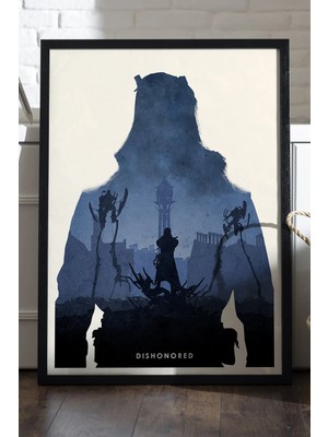 Duvarda Dishonored Siyah Ahşap Çerçeveli Poster, Dekoratif Oyun Duvar Tablosu