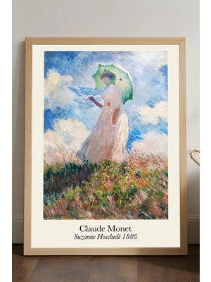 Duvarda Claude Monet Doğal Ahşap Çerçeveli Poster, Dekoratif Sanatsal Duvar Tablosu
