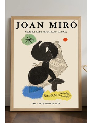 Duvarda Joan Miro Doğal Ahşap Çerçeveli Poster, Dekoratif Sanatsal Duvar Tablosu
