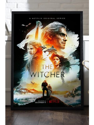 Duvarda The Witcher Siyah Ahşap Çerçeveli Poster, Dizi Duvar Tablosu