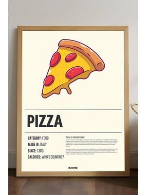 Duvarda Pizzza Ahşap Çerçeveli Poster, Dekoratif Mutfak Duvar Tablosu