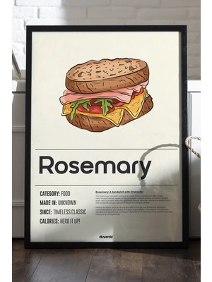 Duvarda Rosemary Ahşap Çerçeveli Poster, Dekoratif Mutfak Duvar Tablosu