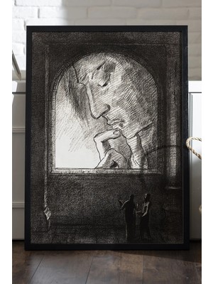Duvarda Stage Of Self Siyah Ahşap Çerçeveli Poster, Dekoratif Soyut Monokrom Duvar Tablosu
