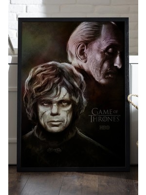Duvarda Game Of Thrones Siyah Ahşap Çerçeveli Poster, Dekoratif Dizi Duvar Tablosu