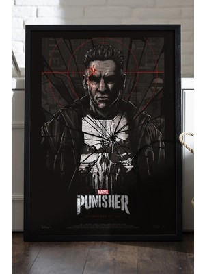 Duvarda Punisher Siyah Ahşap Çerçeveli Poster, Film Duvar Tablosu