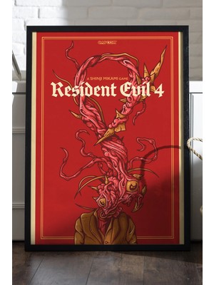 Duvarda Resident Evil Siyah Ahşap Çerçeveli Poster, Dekoratif Oyun Duvar Tablosu