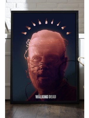 Duvarda The Walking Dead Rick Grimes Siyah Ahşap Çerçeveli Poster, Dizi Duvar Tablosu