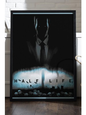 Duvarda Half Life Siyah Ahşap Çerçeveli Poster, Dekoratif Oyun Duvar Tablosu